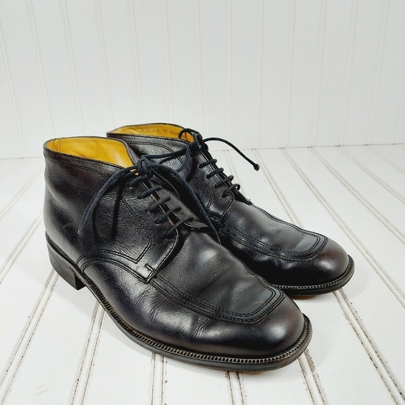 Bally Black Leather Lace Up Loafer Ankle Boots K162 main image 10